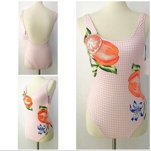 NWT Onia Kelly Oranges Fruit Gingham Swimsuit M​​​​​
